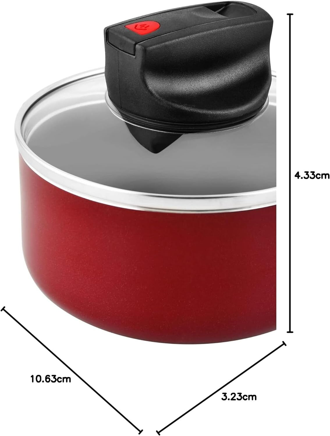 Prestige Classique Non-Stick Sauce Pan 14 cm | 3X Ultra Tough Frying Pan | Red - PR15906