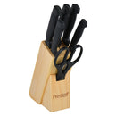 Prestige 7-Piece Knife Block Set | Stainless Steel Kitchen Knives with Scissors & Wooden Block | PR50919