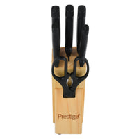 Prestige 7-Piece Knife Block Set | Stainless Steel Kitchen Knives with Scissors & Wooden Block | PR50919