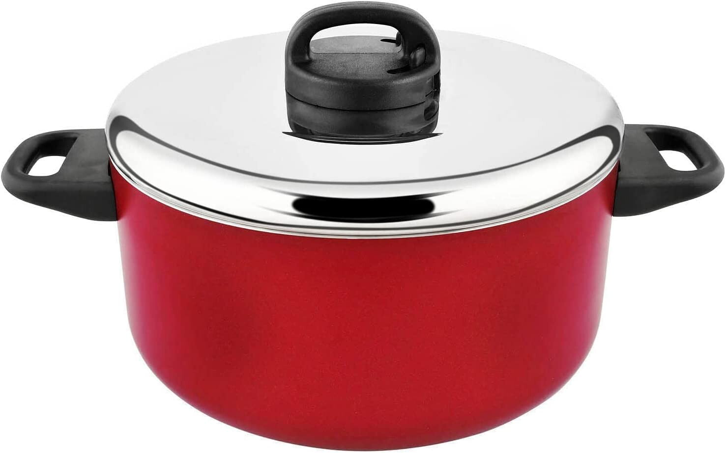 Prestige Classique Non-Stick Casserole 20 cm | 3X Ultra Tough Cooking Pot with Stainless Steel Lid | Red - PR15910