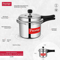 Prestige Popular Pressure Cooker 3 L | Aluminium Pressure Cooker | Silver - MPP23100