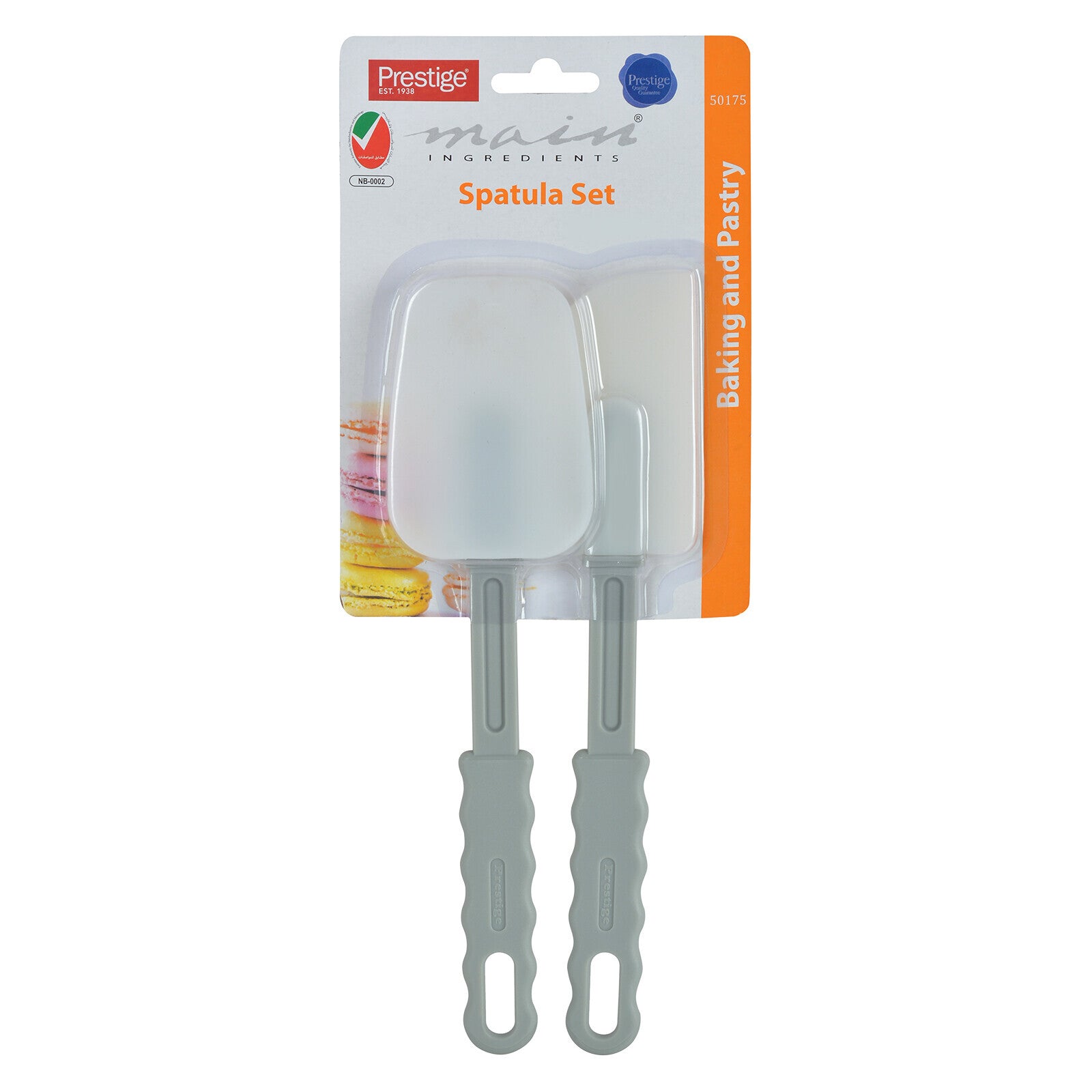 Prestige Silicone 2 pc Spatula Set | Ergonomic Grip | Stain Resistant|Anti-Slip Feature | Grey - PR50175