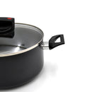 Prestige Safecook Nonstick Casserole 30 cm | Aluminum Cooking Pot with Glass Lid | Induction Compatible Cookware | PR22104 - Black