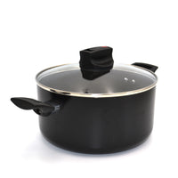Prestige Safecook Nonstick Casserole 20 cm | Aluminum Cooking Pot with Glass Lid | Induction Compatible Cookware | PR22099 - Black
