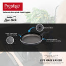 Prestige Safecook Non-stick 24cm Open Frypan | Induction Compatible Frying Pan Non-Stick | Diamond shield triple coated Pan - PR22090 - Black