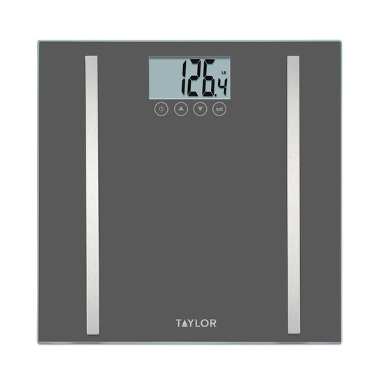 Taylor Digital Body Composition Scale | 400 lb Capacity Bathroom Scale Measuring Body Fat, Water & Muscle Mass | 8-User Memory with Normal & Athlete Modes | FSA & HSA Eligible – Black (Model: ELYSM-5721IWE-02D)