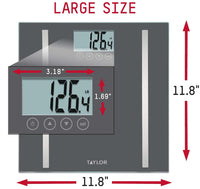 Taylor Digital Body Composition Scale, Bathroom Scale for Body Weight, Measures Body Fat, Body Water & Muscle Mass, 8 User Recognition, Normal & Athlete Modes, FSA HSA Eligible, 400 lb Capacity, Black