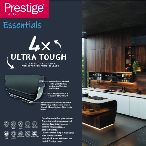 Prestige Essentials 4x Ultra Touch Twin Fry Pan Set of 24cm and 28cm | Non-Stick Granite Coated Frying Pan | PR81169