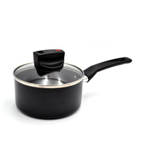 Prestige Safecook Nonstick Saucepan 18 cm | Aluminum Saucepan with Glass Lid | PR22097 - Black