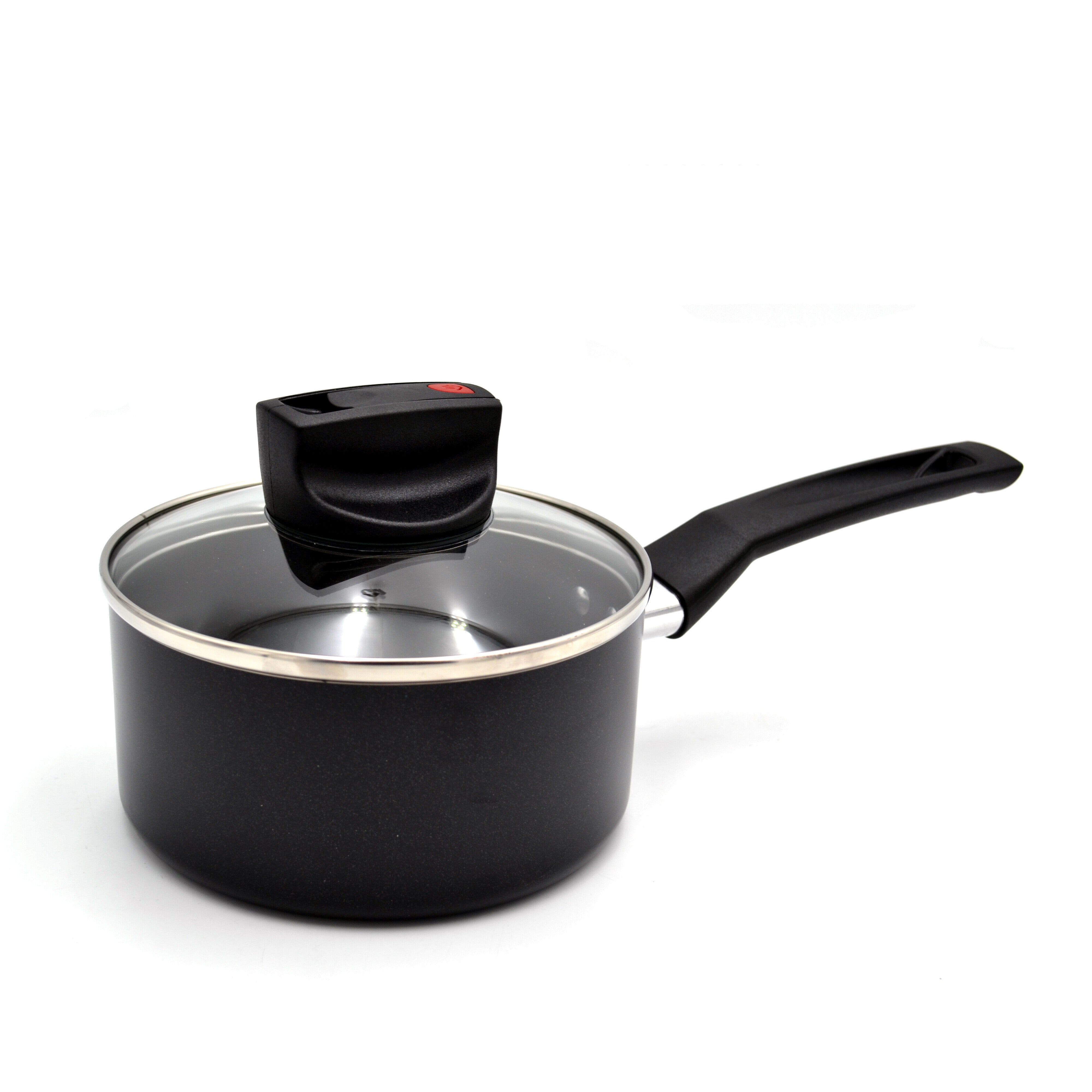 Prestige Safecook Nonstick Saucepan 18 cm | Aluminum Saucepan with Glass Lid | PR22097 - Black