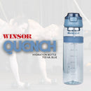 Winsor Pinnacle Quench Hydration Bottle (700ML,Blue) |Motivational Water Bottle with Sipper, One-Handed Operation, Hydration Tracker & Flip Top Lid | Ideal for School, Office, Sport, College, Home,Travel