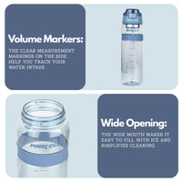 Winsor Pinnacle Quench Hydration Bottle (700ML,Blue) |Motivational Water Bottle with Sipper, One-Handed Operation, Hydration Tracker & Flip Top Lid | Ideal for School, Office, Sport, College, Home,Travel