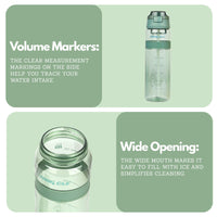 Winsor Pinnacle Quench Hydration Bottle (700ML,Green) |Motivational Water Bottle with Sipper, One-Handed Operation, Hydration Tracker & Flip Top Lid | Ideal for School, Office, Sport, College, Home,Travel