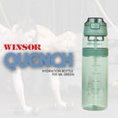 Winsor Pinnacle Quench Hydration Bottle (700ML,Green) |Motivational Water Bottle with Sipper, One-Handed Operation, Hydration Tracker & Flip Top Lid | Ideal for School, Office, Sport, College, Home,Travel
