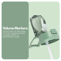 Winsor Pinnacle Quench Hydration Bottle (850ML,Green) |Motivational Water Bottle with Sipper, One-Handed Operation, Hydration Tracker & Flip Top Lid | Ideal for School, Office, Sport, College, Home,Travel