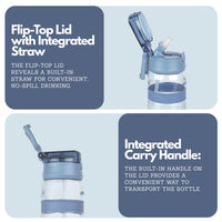 Winsor Pinnacle Quench Hydration Bottle (850ML,Blue) |Motivational Water Bottle with Sipper, One-Handed Operation, Hydration Tracker & Flip Top Lid | Ideal for School, Office, Sport, College, Home,Travel