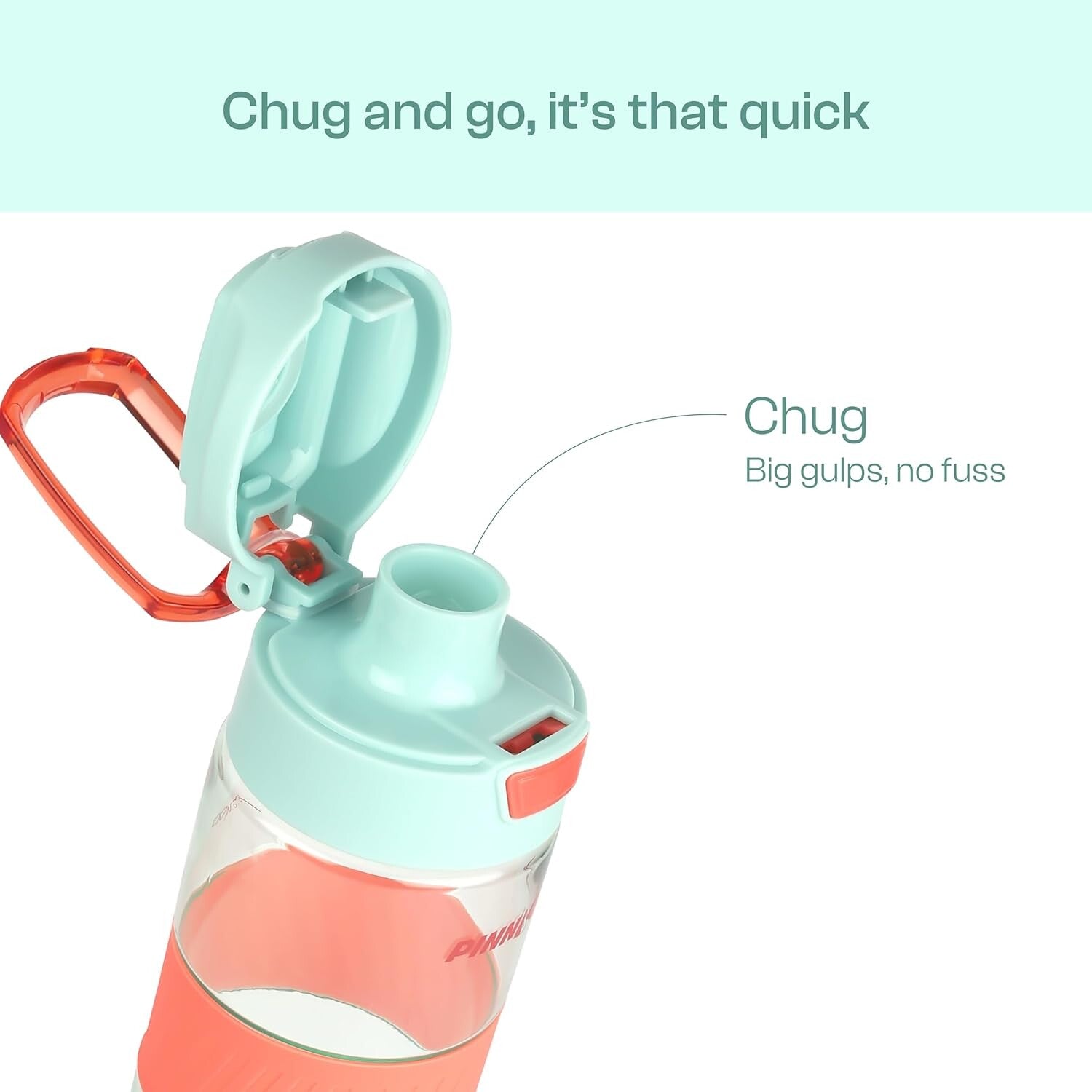 Winsor Pinnacle Pulse Hydration Bottle (850ML,Mint) | Motivational Water Bottle with One Hand Operation, Hydration Tracker & Flip Top Lid | BPA Free | Ideal for School, Office, Sport,College, Home.