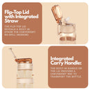 Winsor Pinnacle Quench Hydration Bottle (850ML,Peach) |Motivational Water Bottle with Sipper, One-Handed Operation, Hydration Tracker & Flip Top Lid | Ideal for School, Office, Sport, College, Home,Travel