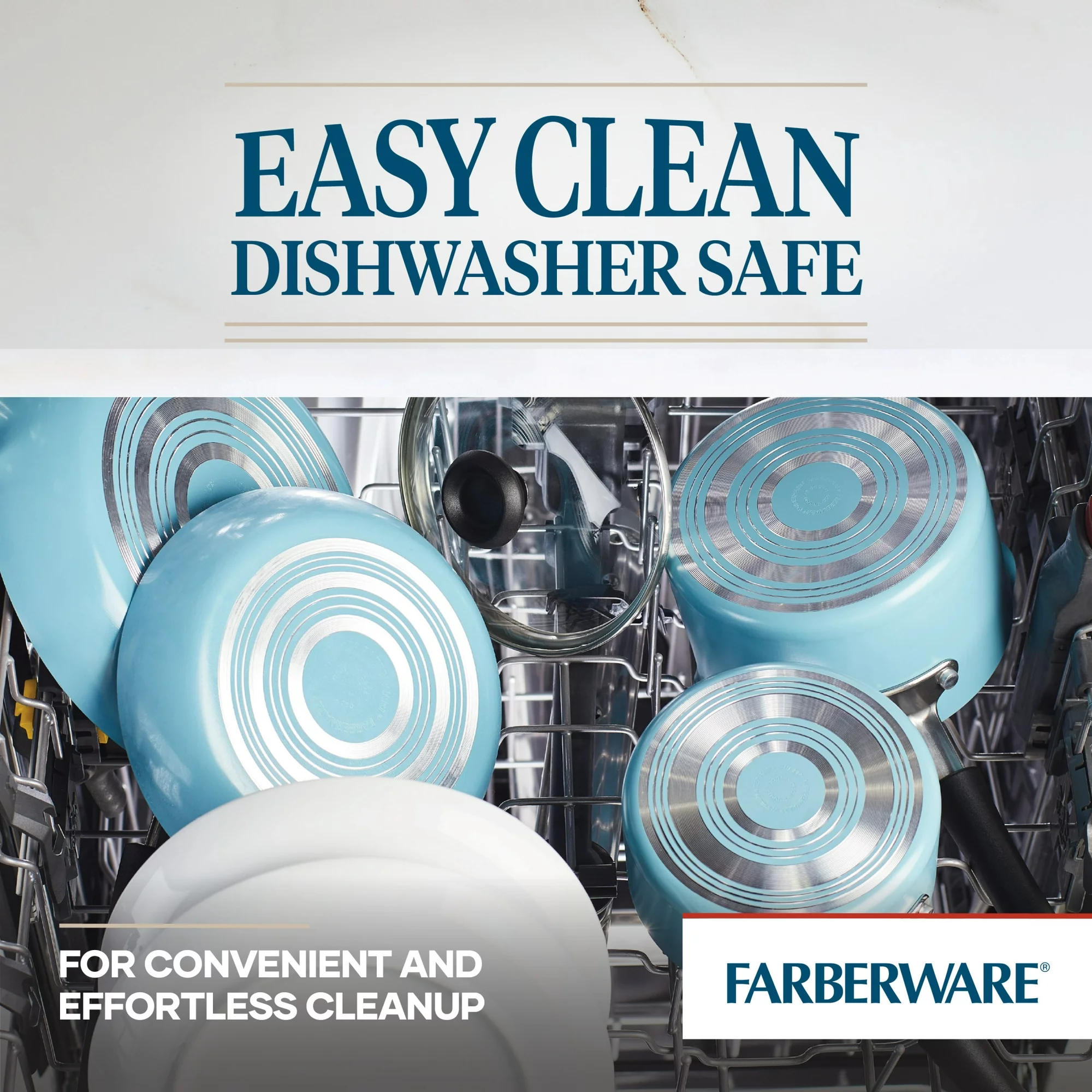Farberware Cookstart Pots and Pans Set 20-Piece | Nonstick Cookware Set - Aqua