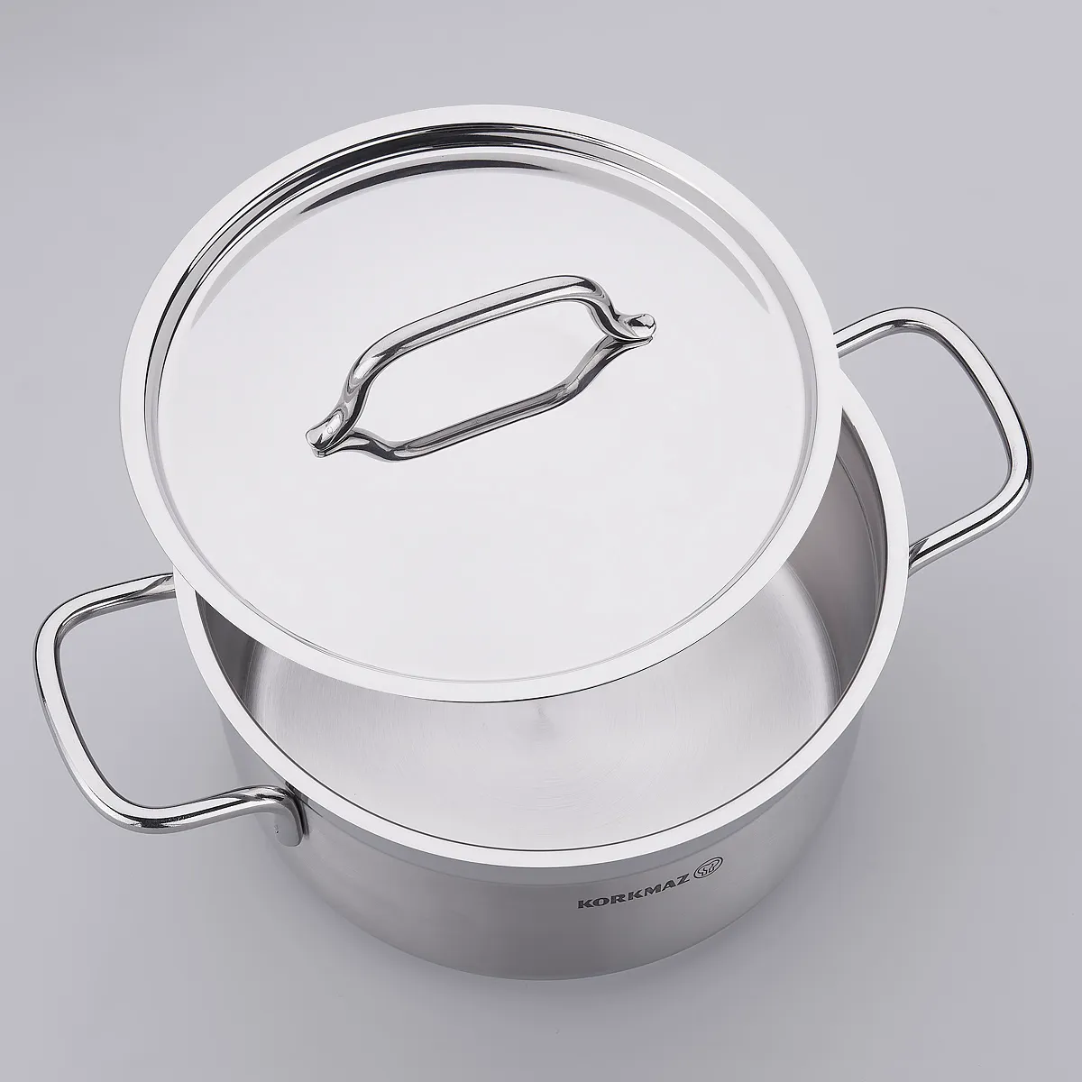 Korkmaz Alfa Casserole with Lid 28X14cm / 8.5L |Stainless Steel Induction Compatible Stock Tri-Ply Bottom Pot | Silver- KA1028
