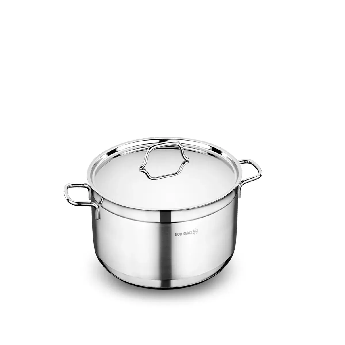 Korkmaz Alfa Casserole with Lid 28X14cm / 8.5L |Stainless Steel Induction Compatible Stock Tri-Ply Bottom Pot | Silver- KA1028