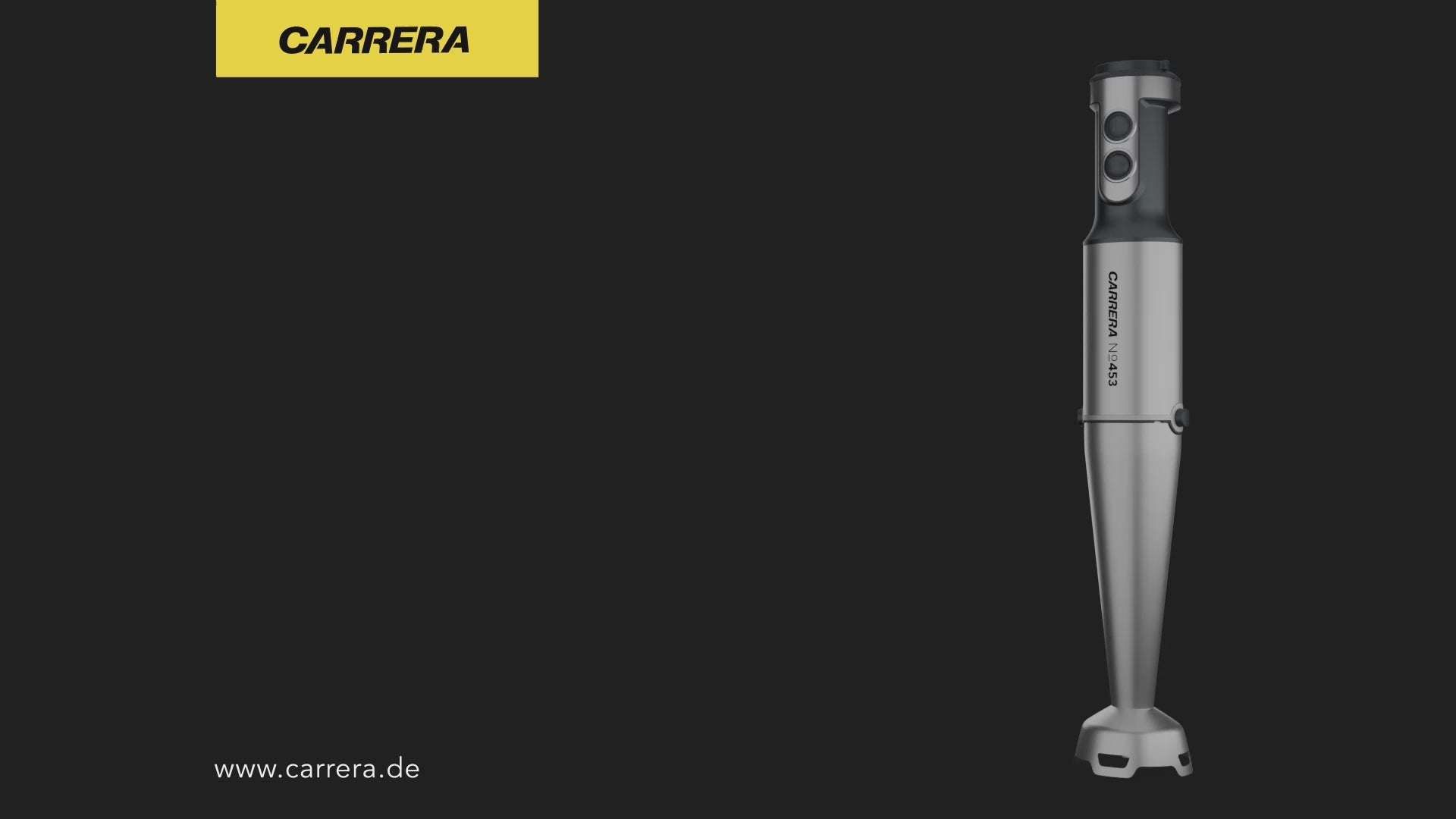 CARRERA 1000W Stick Blender, 4-in-1 Hand Blender & Grinder – Stainless Steel, Full Copper DC Motor, Turbo, LED Display, For Soups, Smoothies, Chutneys, Baby Food – CRR453, 2-Year Warranty