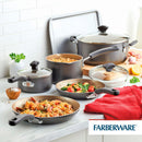 Farberware Cookstart Diamond Max Nonstick Cookware | Pots and Pans Set with Glass Lids | Non-Stick Cookware Set 15 Piece - Pewter