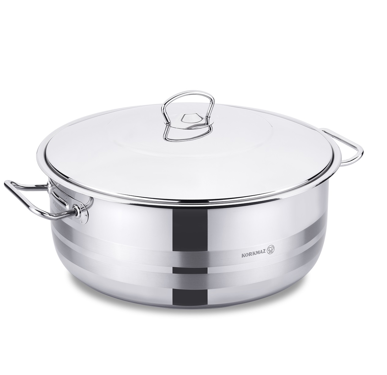 Korkmaz Mega Stainless Steel Capsulated Low Casserole With Stainless Steel Lids - 30 Quart