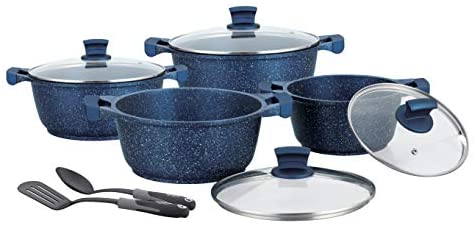 Winsor 10PC Cast Aluminum Granite and non-stick cookware - Dark Blue